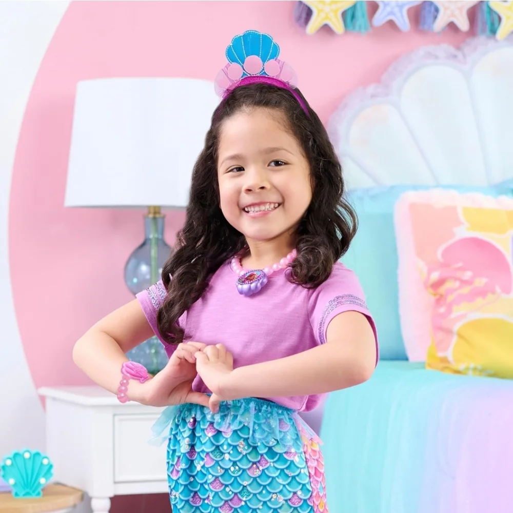 Disney Junior Ariel 2-in-1 Dress Up Set for Pretend Play, Sizes 4-6X, 4-Pieces,